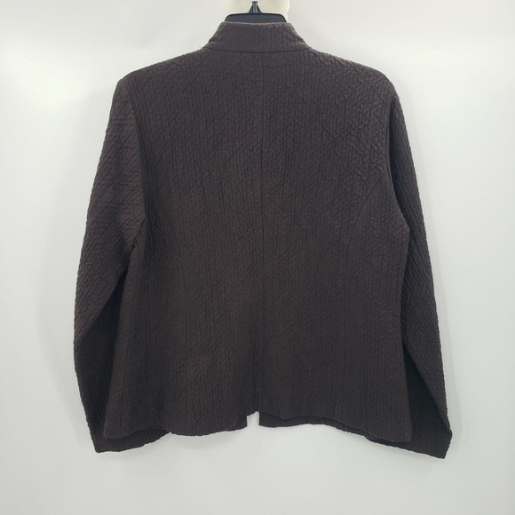 Eileen Fisher Small Brown Wool Blend Jacket Military Asian Frog Knotted Button - Picture 10 of 11